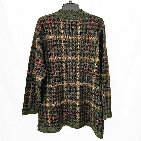 Jones New York Plaid Half-Zip Pullover Wool Sweater for Women Oversized Medium - Picture 2 of 5